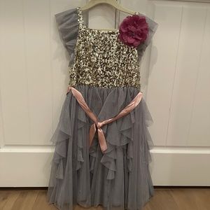 Girls dusty blue sequin dress
